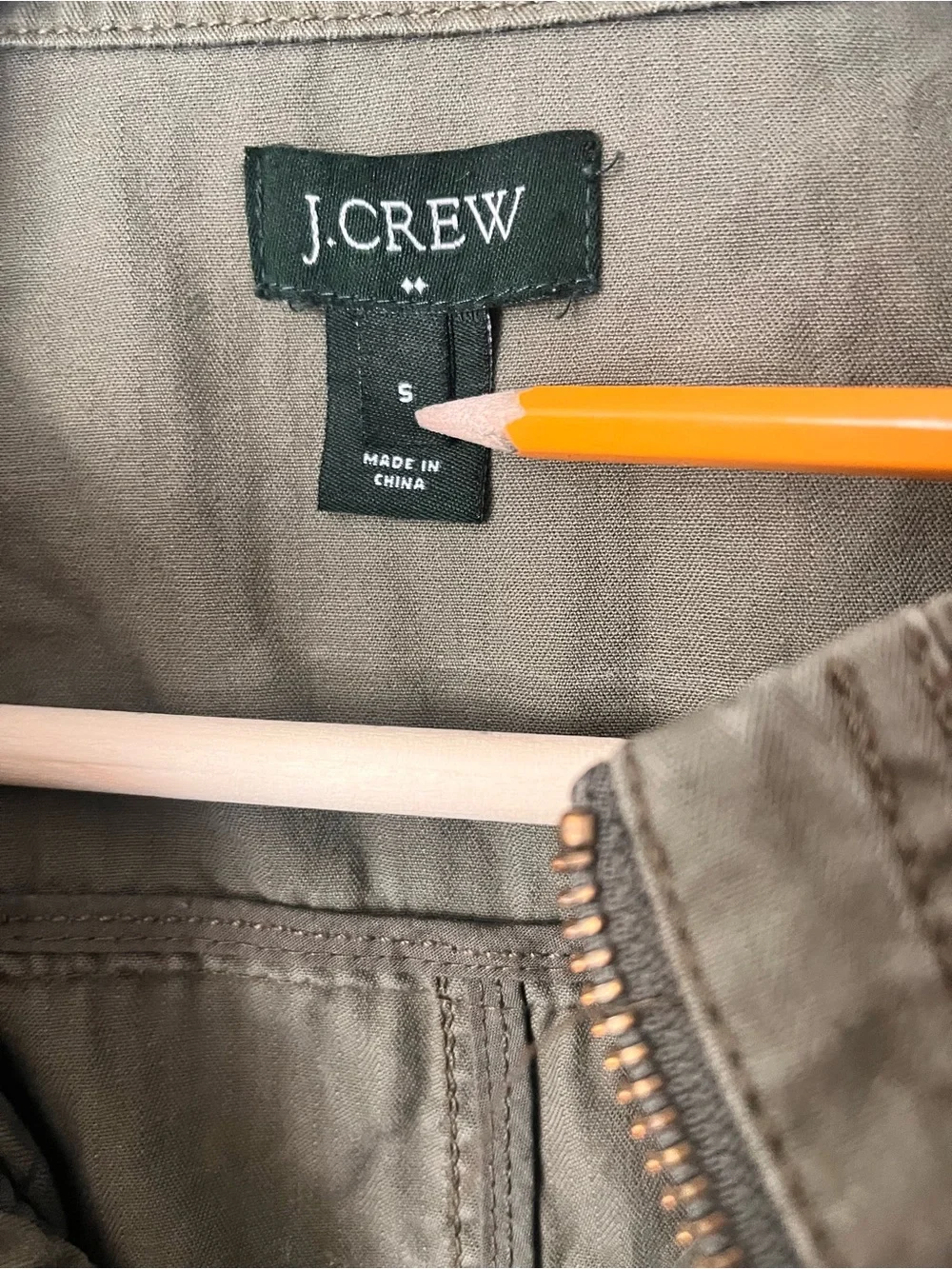 J. Crew Olive Utility Jacket with Drawstring Waist 100% cotton